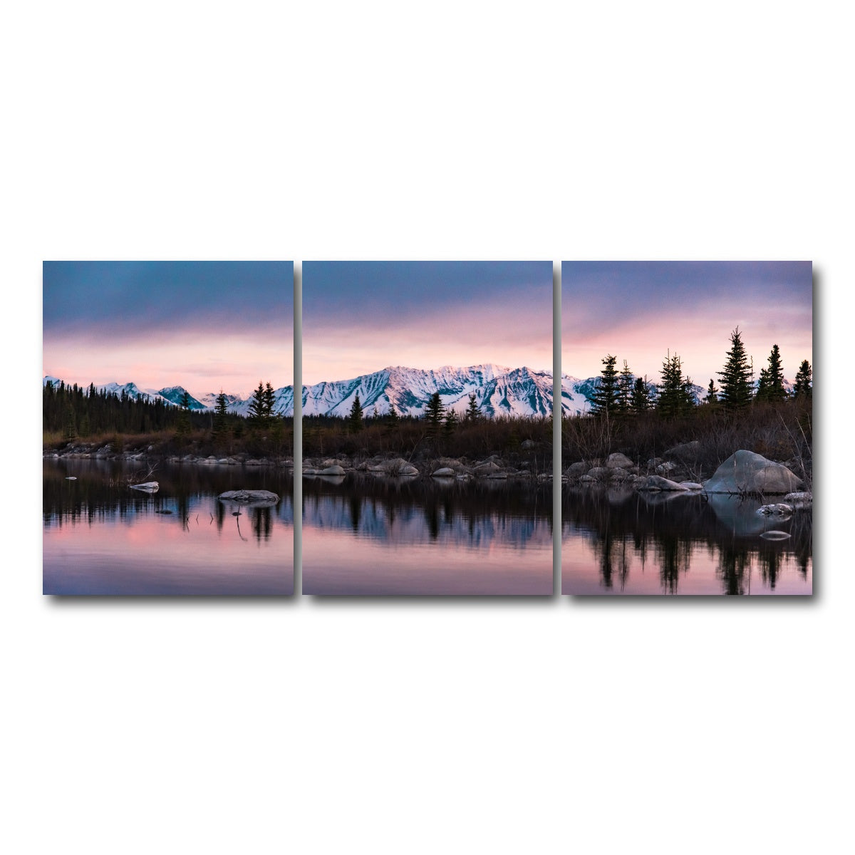 AUTO-MOCKUP WHITE | Purple Reflections | 3 Piece | Gallery Wrap Canvas | group=18x24