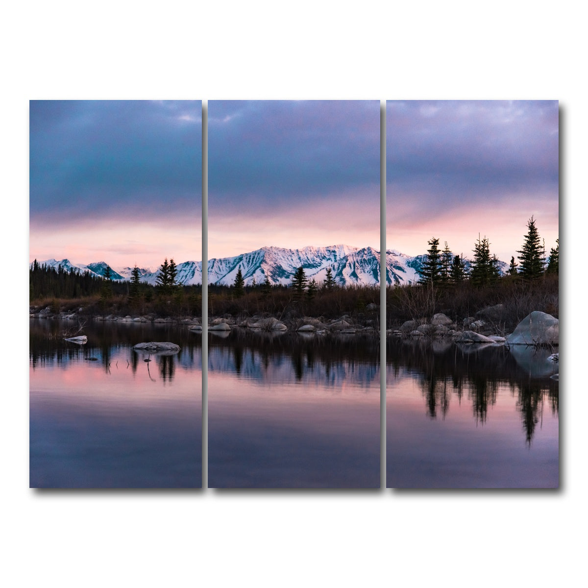 AUTO-MOCKUP WHITE | Purple Reflections | 3 Piece | Gallery Wrap Canvas | group=8x18