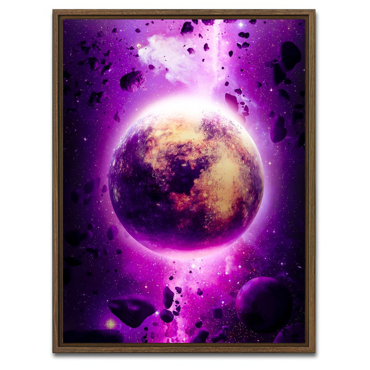 AUTO-MOCKUP WHITE | Purple planet | 1 Piece | Walnut Framed Canvas | group=3x4
