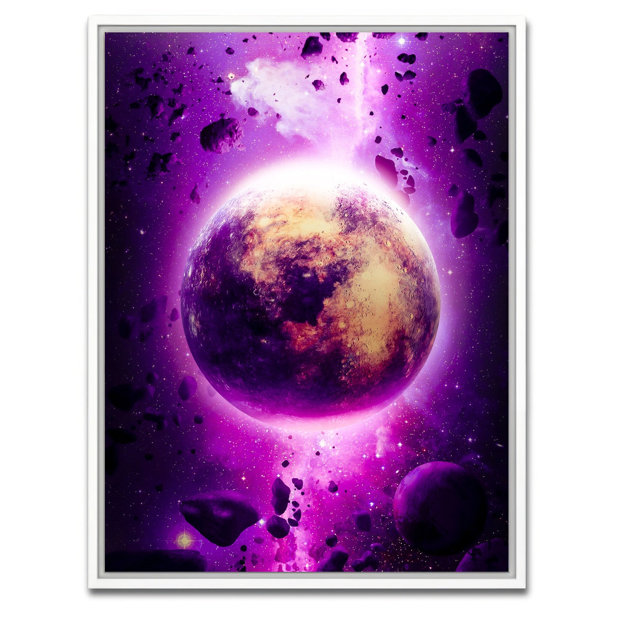 AUTO-MOCKUP WHITE | Purple planet | 1 Piece | White Framed Canvas | group=3x4