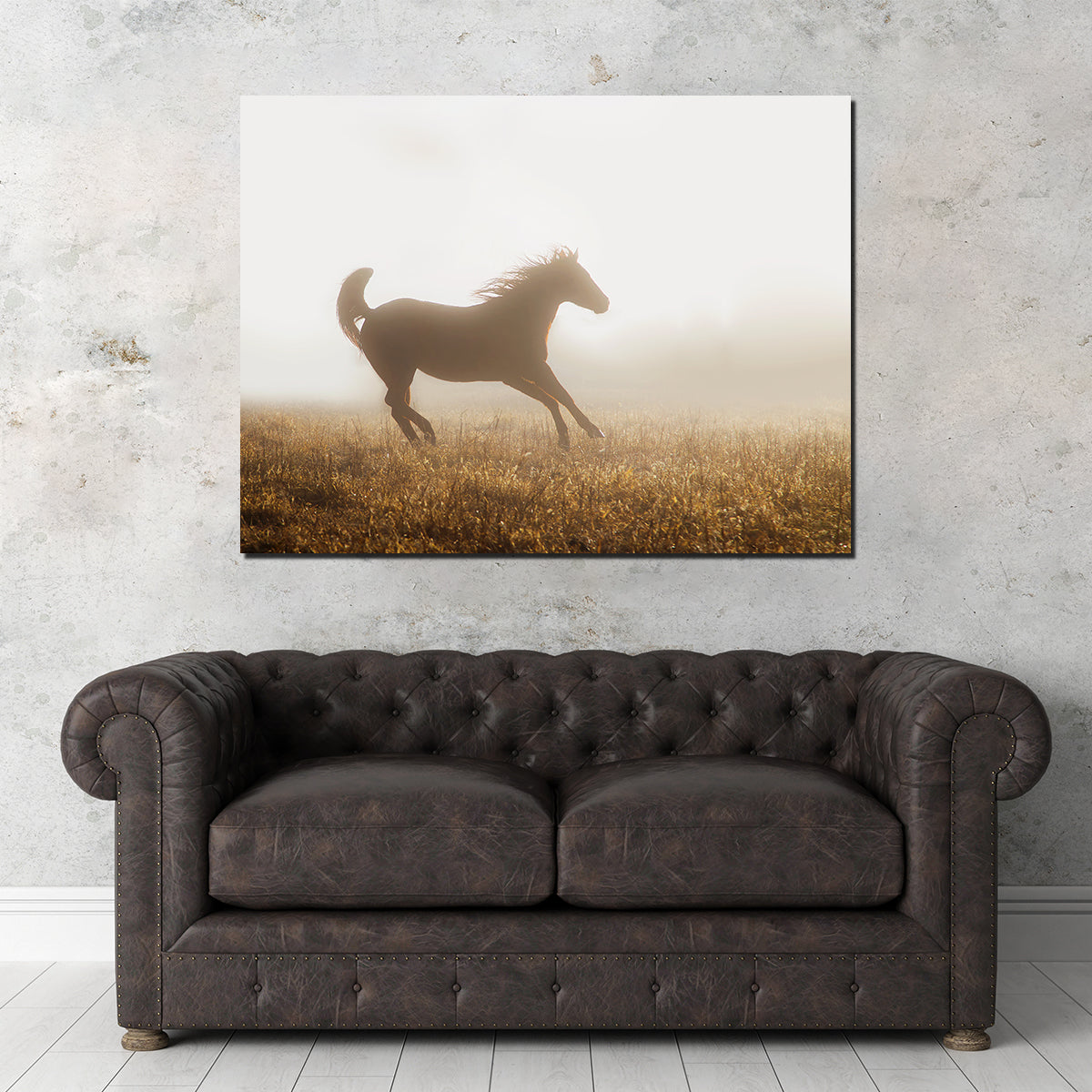Quarter Horse Running in Fog Wall Art