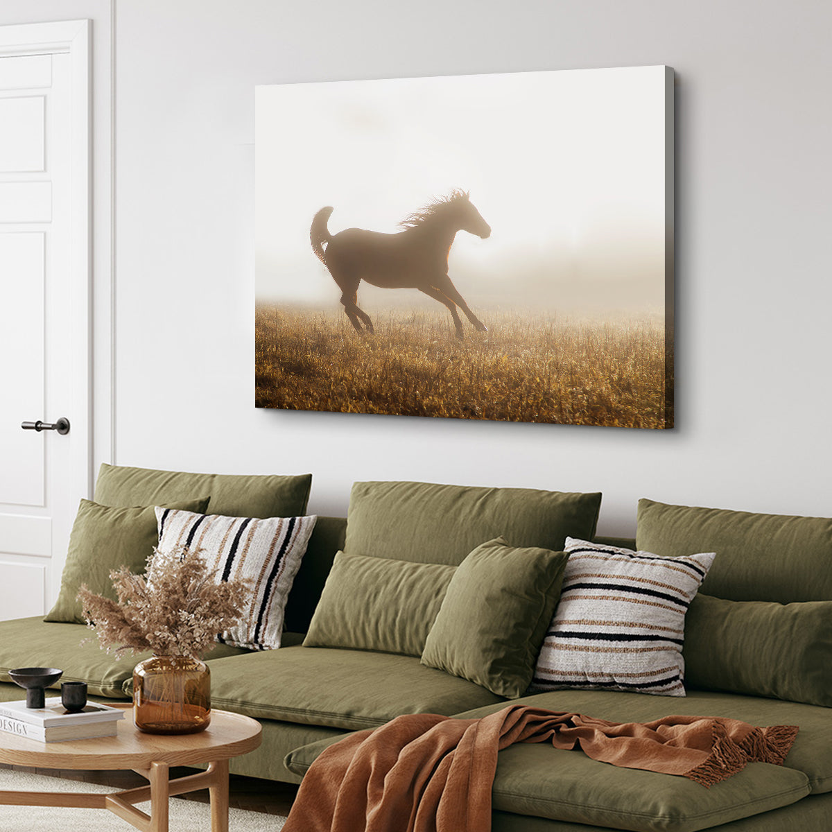 Quarter Horse Running in Fog Wall Art