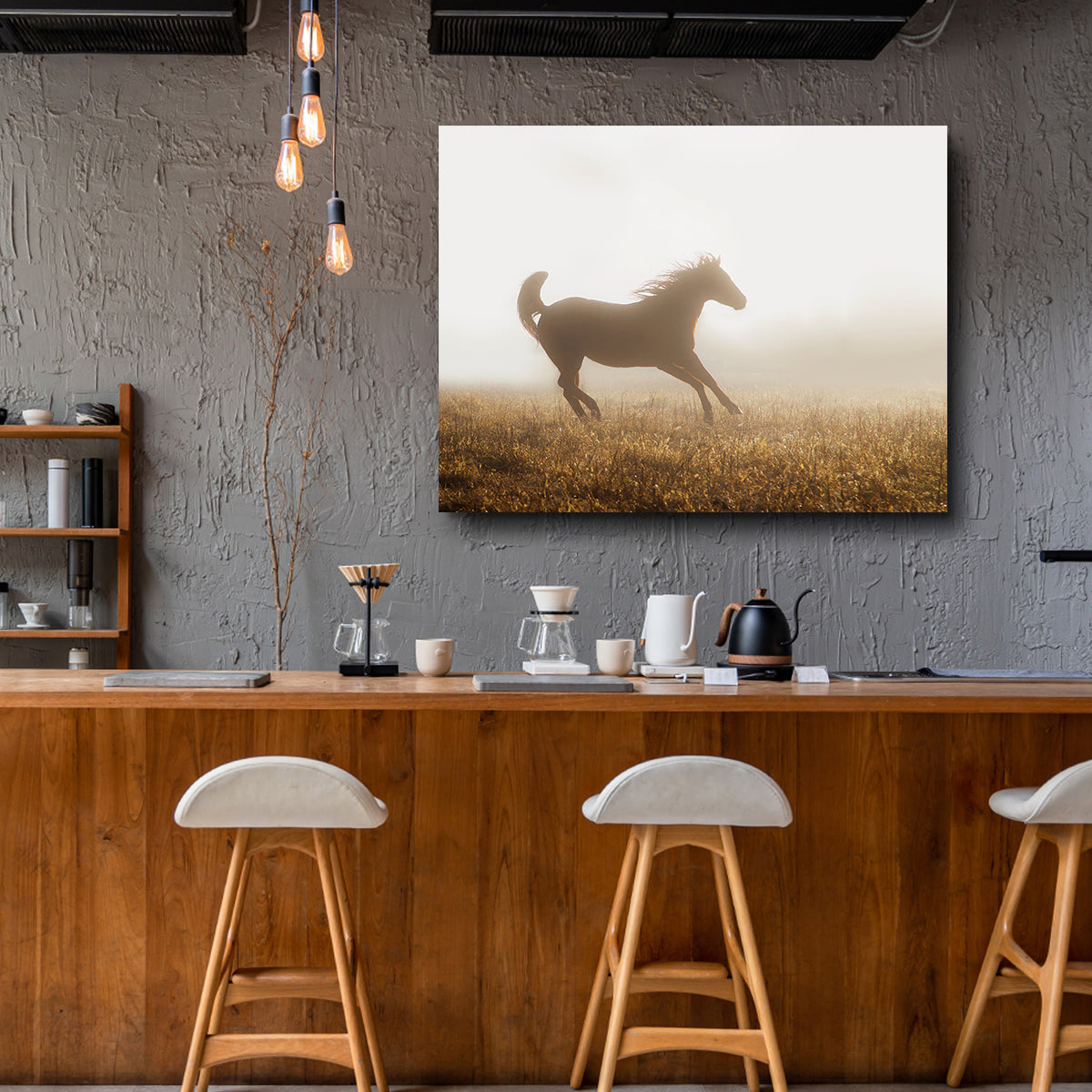 Quarter Horse Running in Fog Wall Art