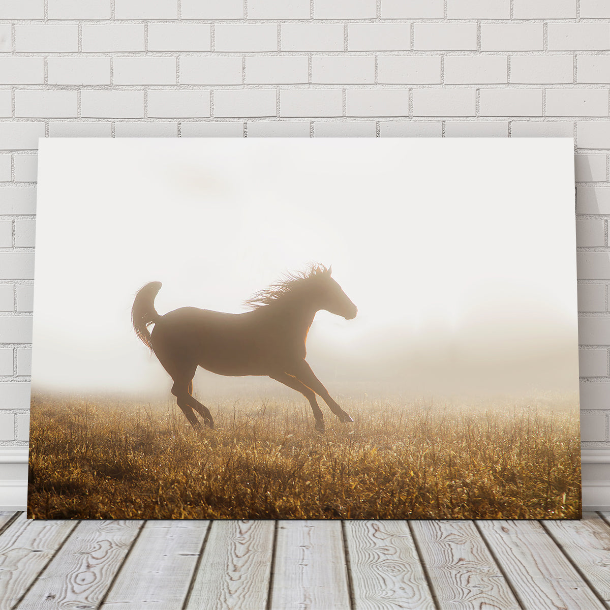 Quarter Horse Running in Fog Wall Art