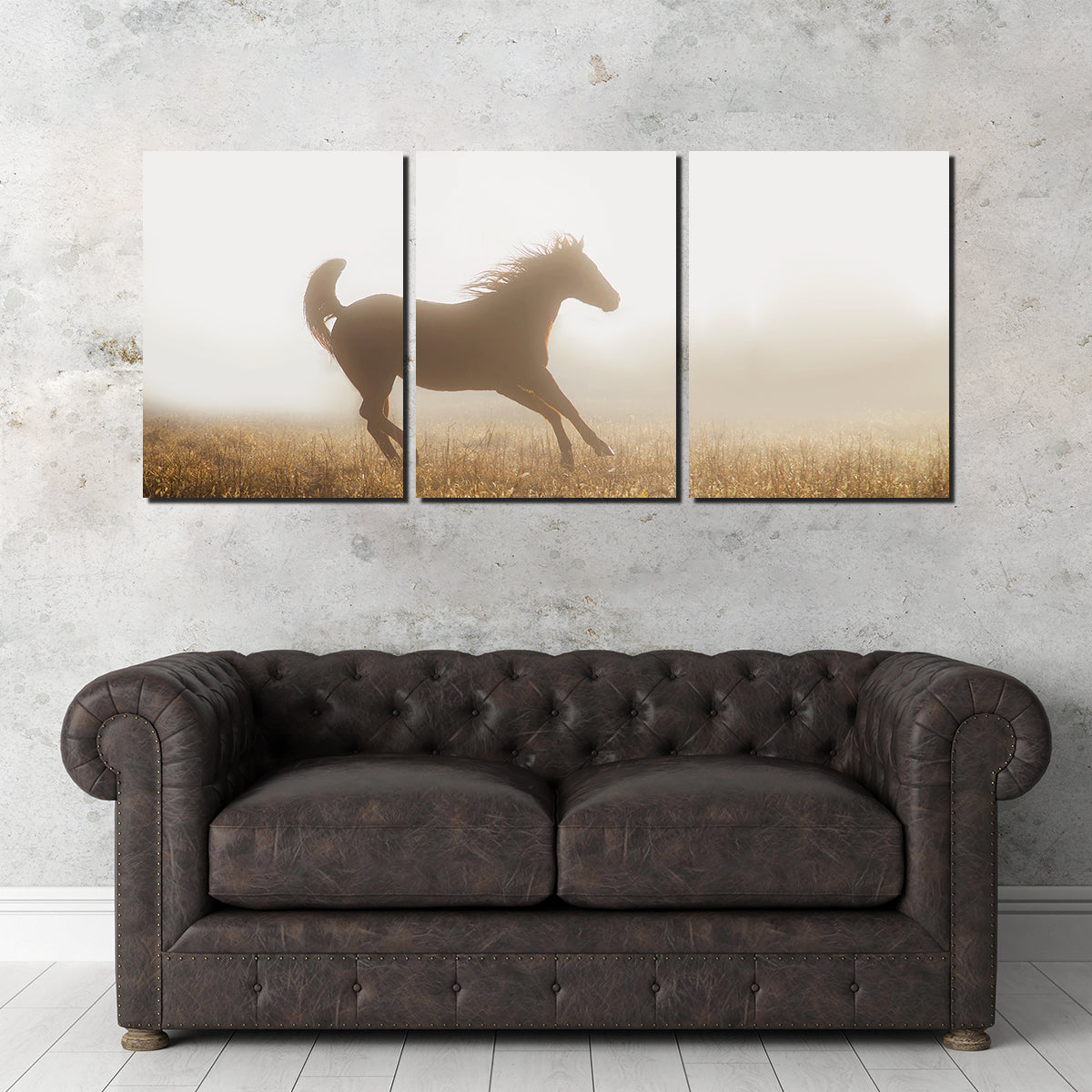 Quarter Horse Running in Fog Wall Art