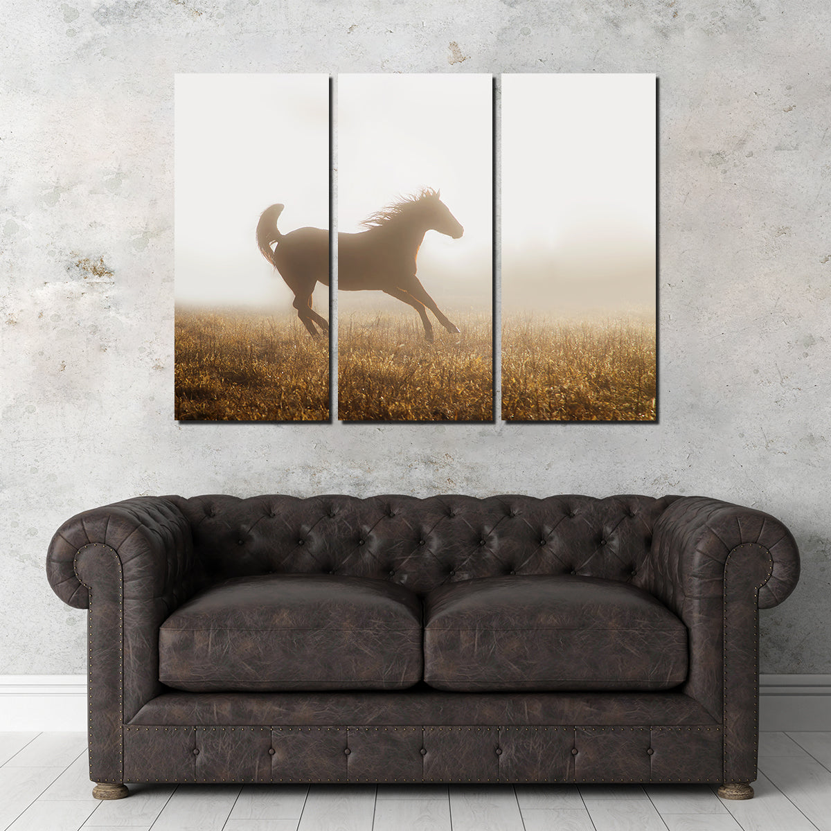 Quarter Horse Running in Fog Wall Art