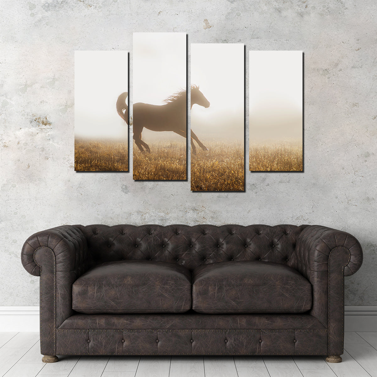 Quarter Horse Running in Fog Wall Art
