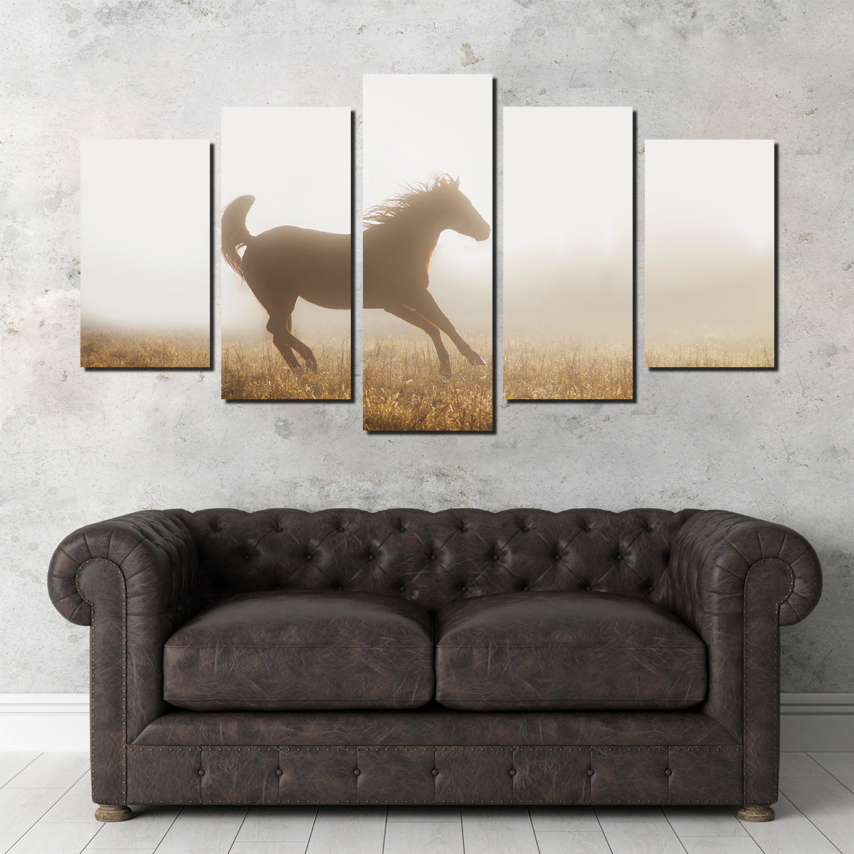 Quarter Horse Running in Fog Wall Art