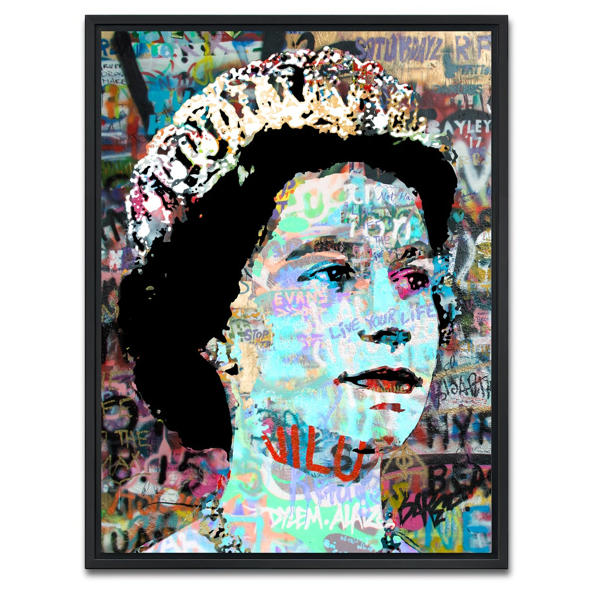 AUTO-MOCKUP WHITE | Queen Heavy Graffiti | 1 Piece | Black Framed Canvas | group=3x4