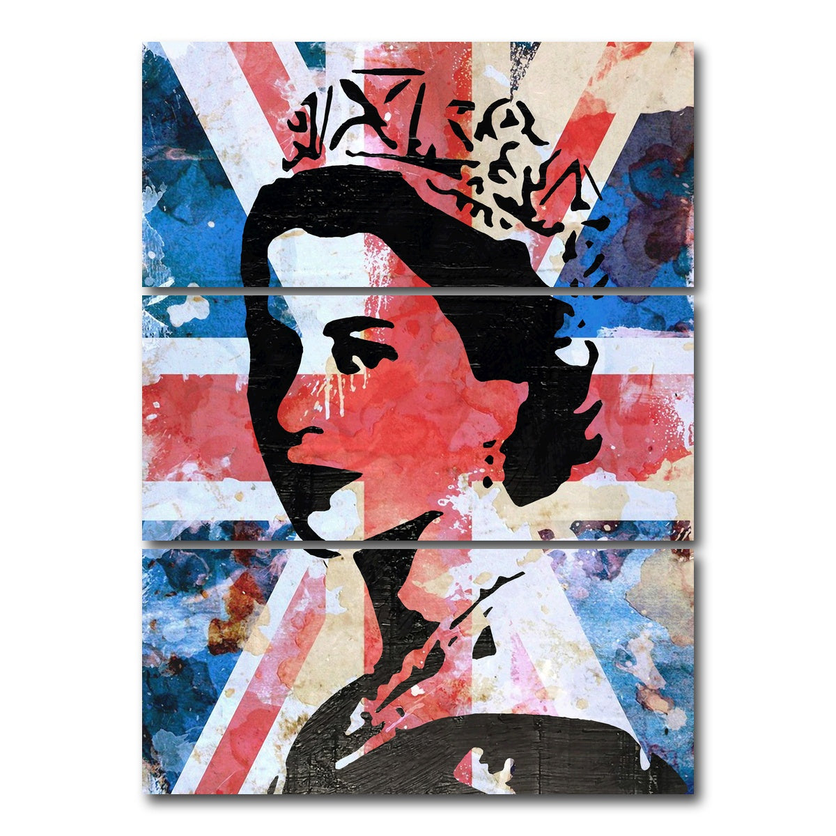 AUTO-MOCKUP WHITE | Queen Union Jack | 3 Piece | Gallery Wrap Canvas | group=8x18_stacked