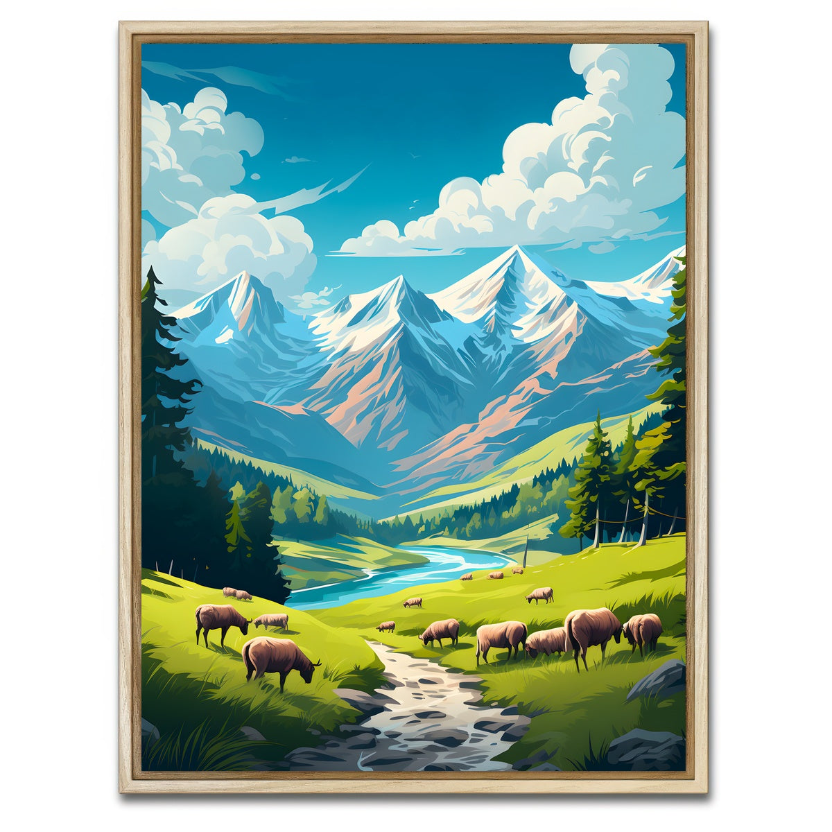 AUTO-MOCKUP WHITE | Queyras Regional Nature Park - France | 1 Piece | Natural Framed Canvas | group=3x4