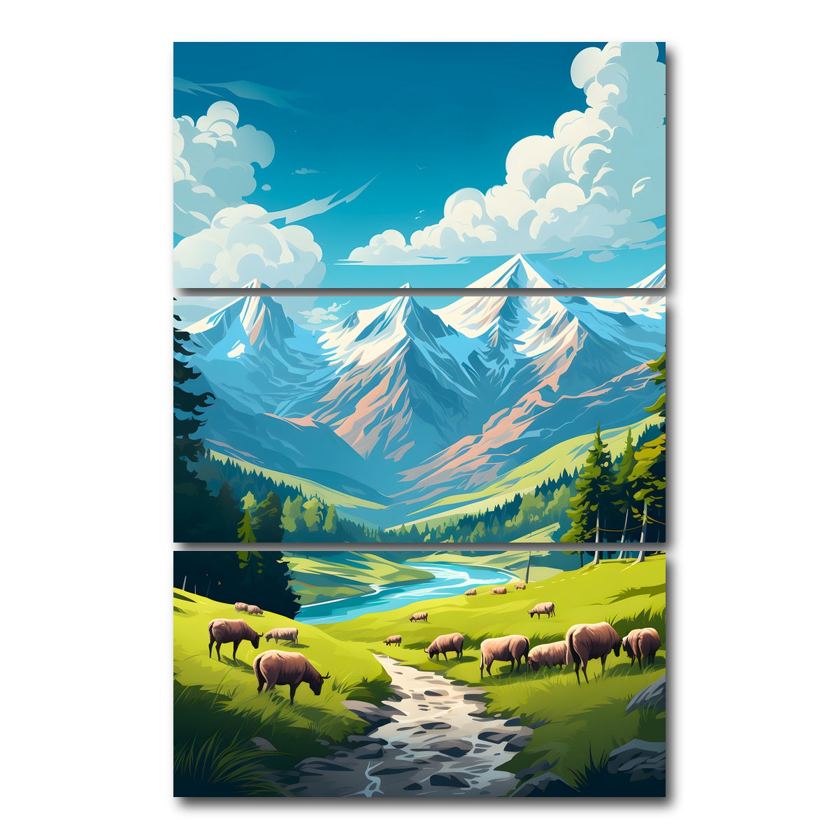 AUTO-MOCKUP WHITE | Queyras Regional Nature Park - France | 3 Piece | Gallery Wrap Canvas | group=12x24_stacked