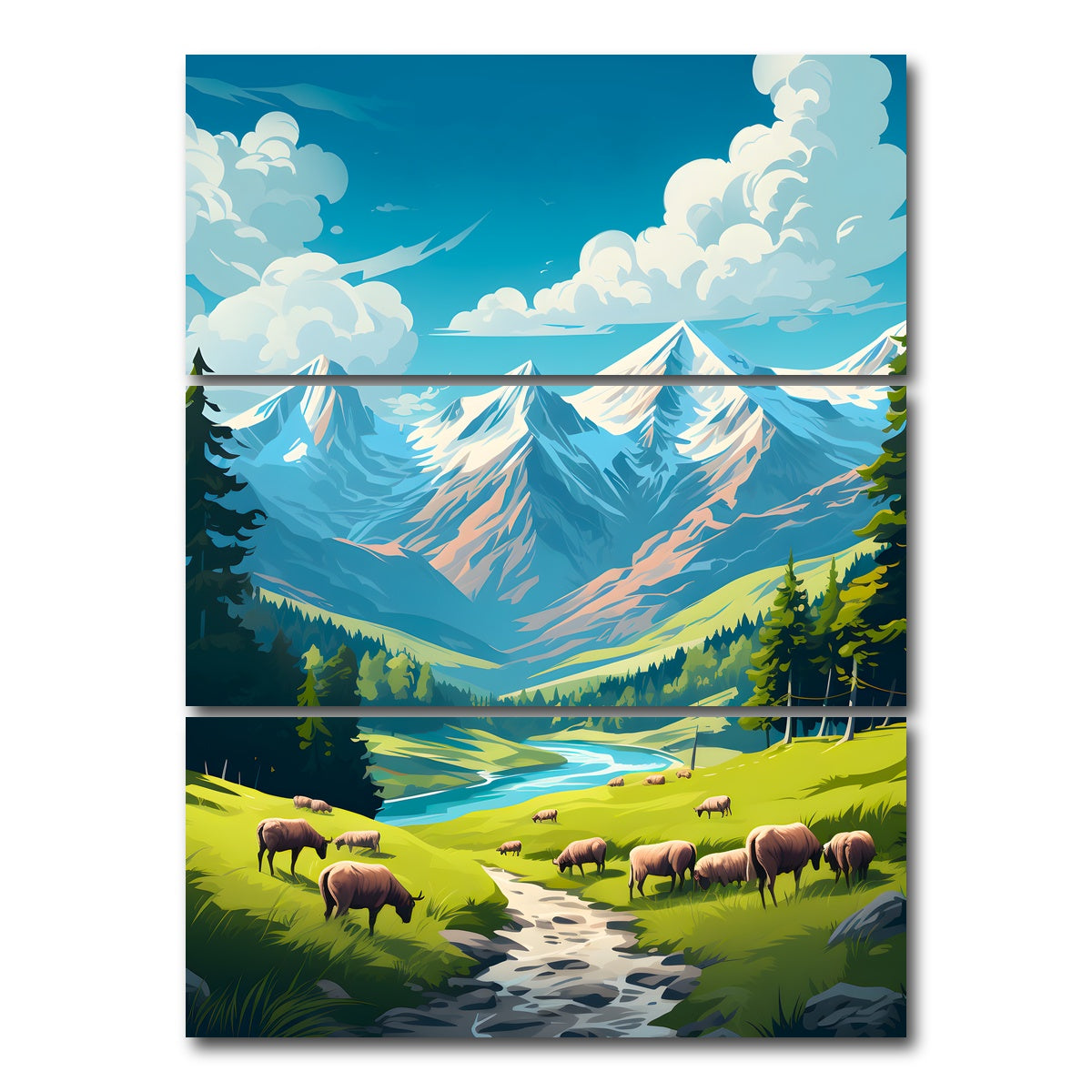 AUTO-MOCKUP WHITE | Queyras Regional Nature Park - France | 3 Piece | Gallery Wrap Canvas | group=8x18_stacked