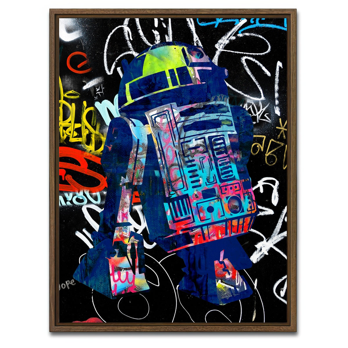AUTO-MOCKUP WHITE | R2D2 Graffiti | 1 Piece | Walnut Framed Canvas | group=3x4