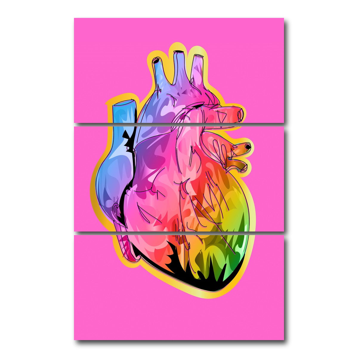 AUTO-MOCKUP WHITE | RED HEART | 3 Piece | Gallery Wrap Canvas | group=12x24_stacked