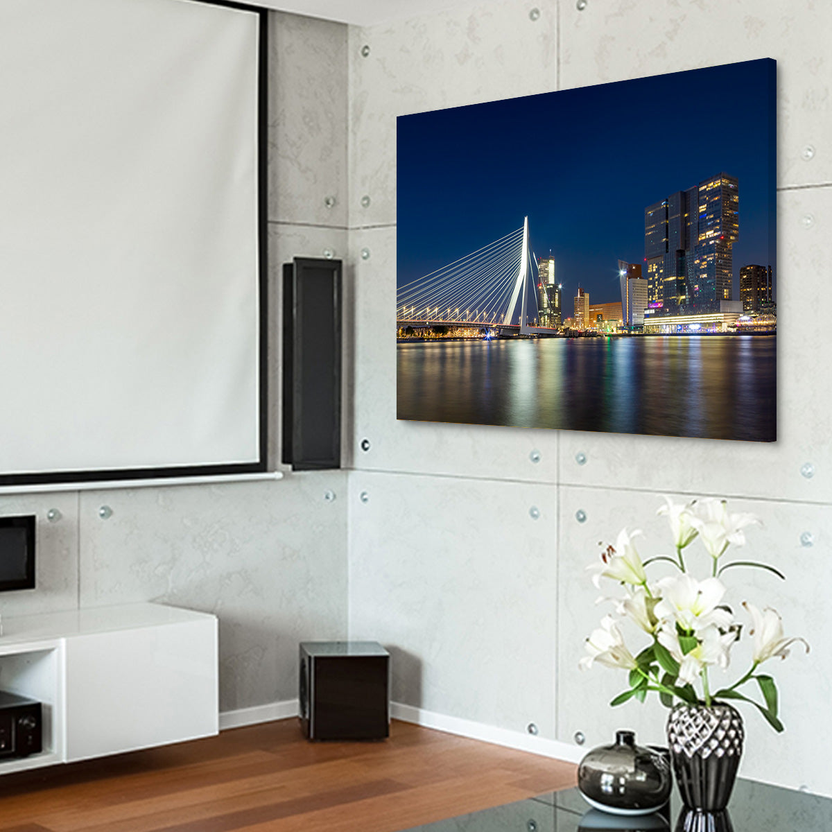 ROTTERDAM Erasmus Bridge at Night Wall Art