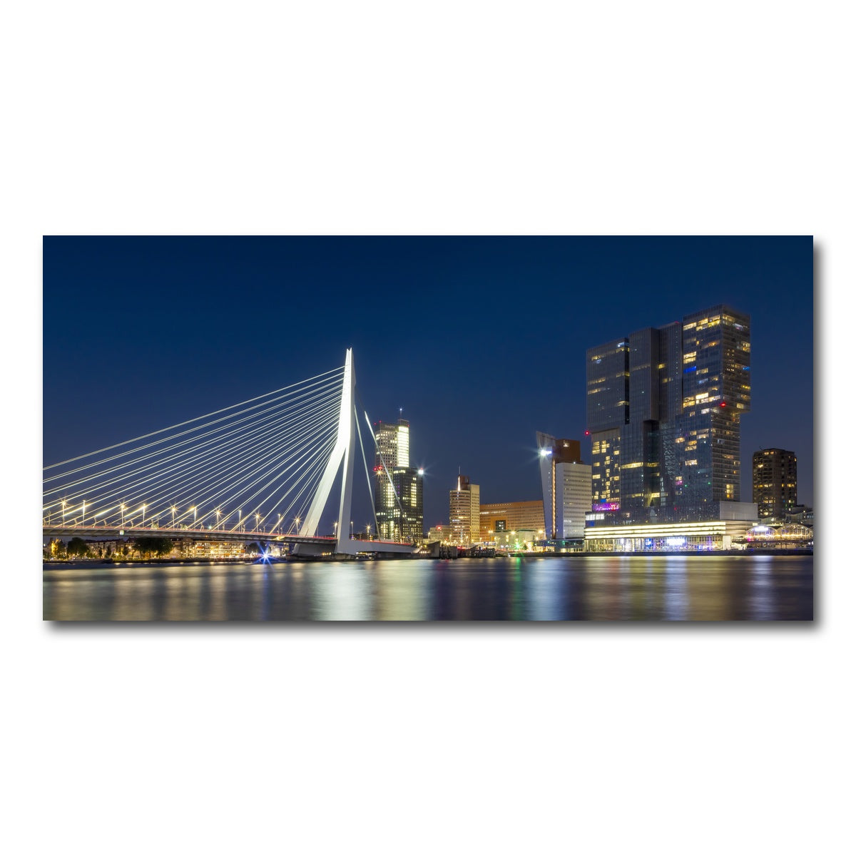AUTO-MOCKUP WHITE | ROTTERDAM Erasmus Bridge at night | 1 Piece | Gallery Wrap Canvas | group=2x1