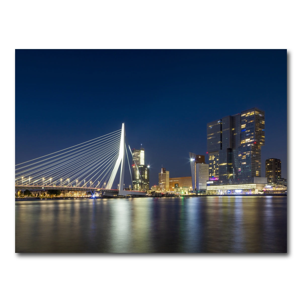 AUTO-MOCKUP WHITE | ROTTERDAM Erasmus Bridge at night | 1 Piece | Gallery Wrap Canvas | group=4x3