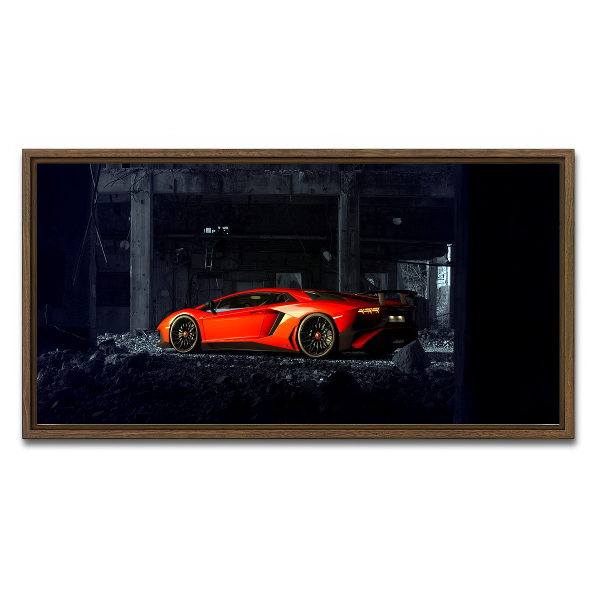 AUTO-MOCKUP WHITE | RUINS-II | 1 Piece | Walnut Framed Canvas | group=2x1