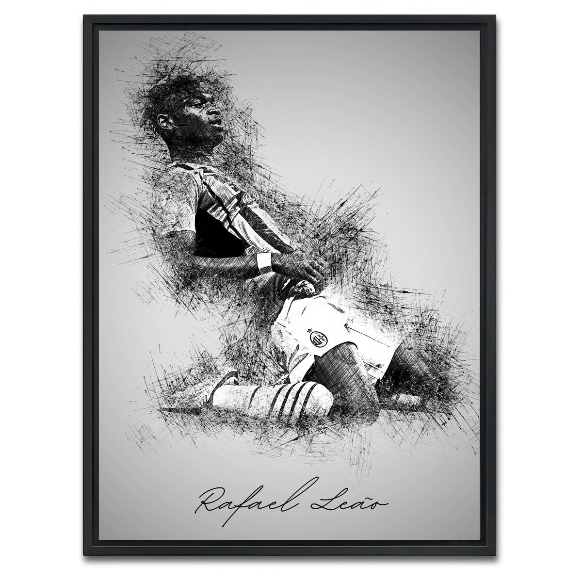 AUTO-MOCKUP WHITE | Rafael Leao | 1 Piece | Black Framed Canvas | group=3x4