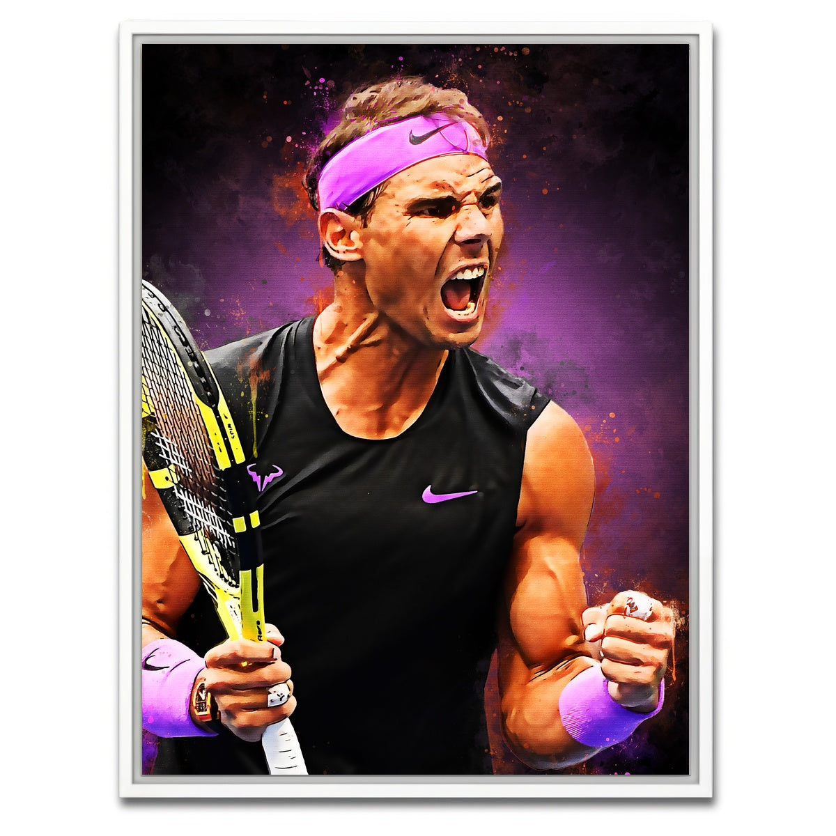 AUTO-MOCKUP WHITE | Rafael Nadal | 1 Piece | White Framed Canvas | group=3x4