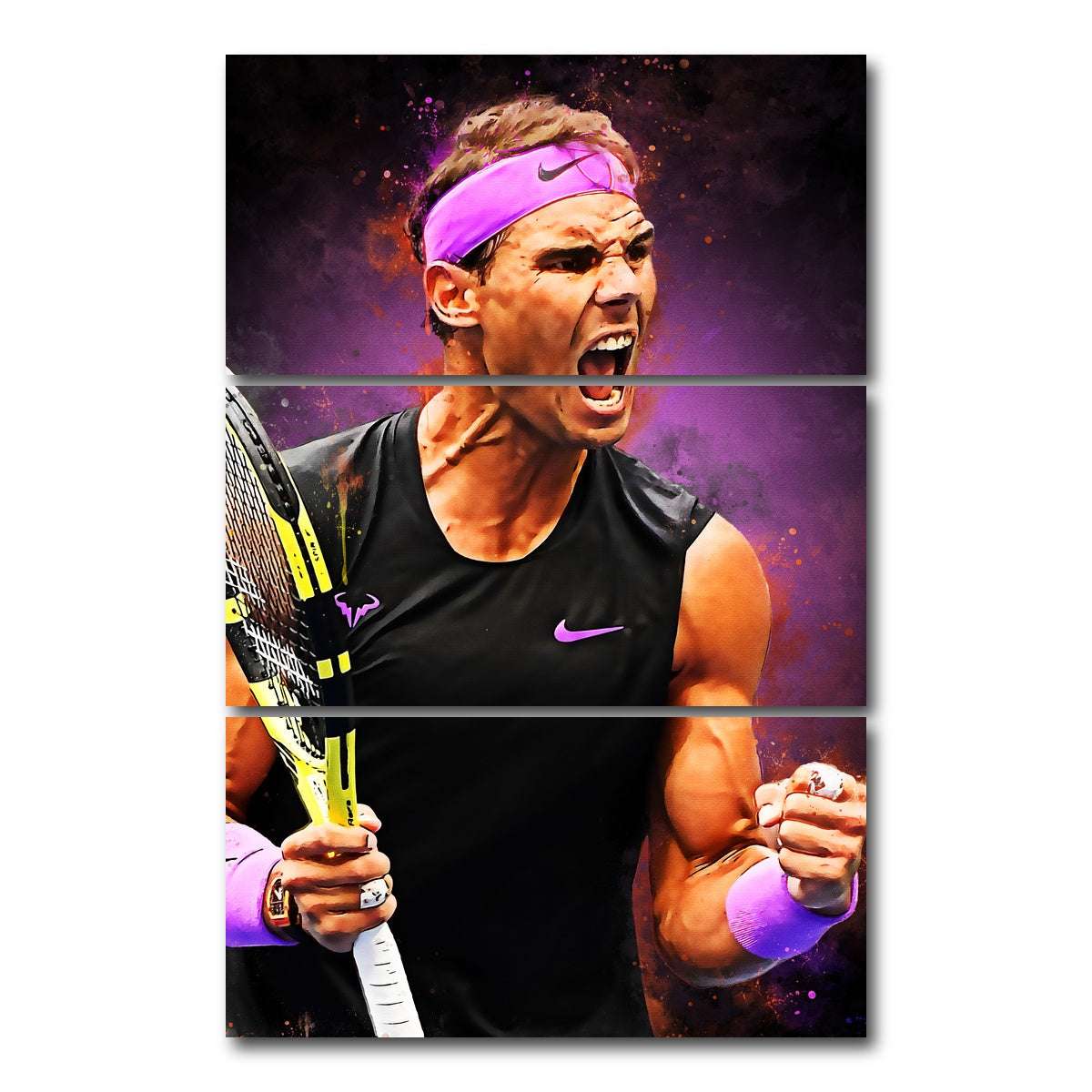 AUTO-MOCKUP WHITE | Rafael Nadal | 3 Piece | Gallery Wrap Canvas | group=12x24_stacked