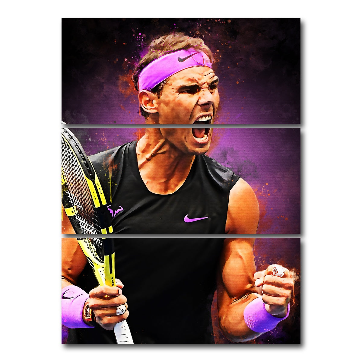 AUTO-MOCKUP WHITE | Rafael Nadal | 3 Piece | Gallery Wrap Canvas | group=8x18_stacked