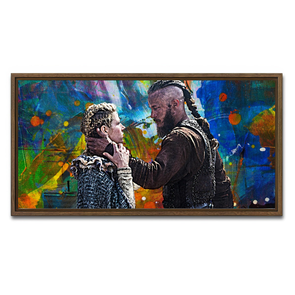 AUTO-MOCKUP WHITE | Ragnar & Lagertha | 1 Piece | Walnut Framed Canvas | group=2x1