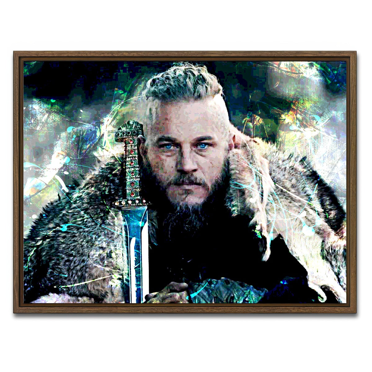 AUTO-MOCKUP WHITE | Ragnar Lothbrok | 1 Piece | Walnut Framed Canvas | group=4x3