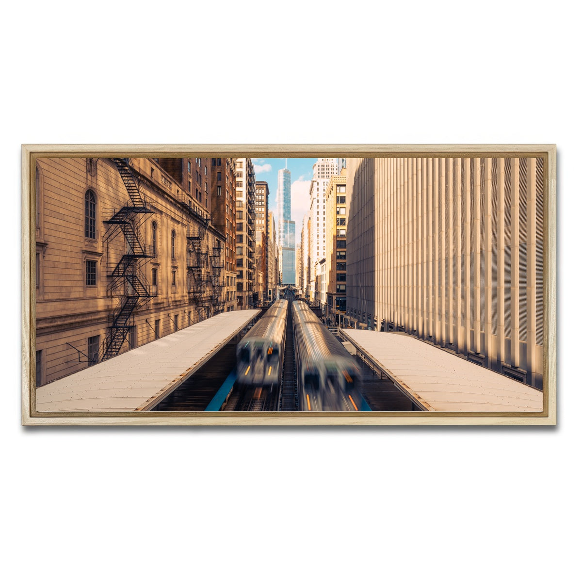 AUTO-MOCKUP WHITE | Railway Station Downtown Chicago | 1 Piece | Natural Framed Canvas | group=2x1