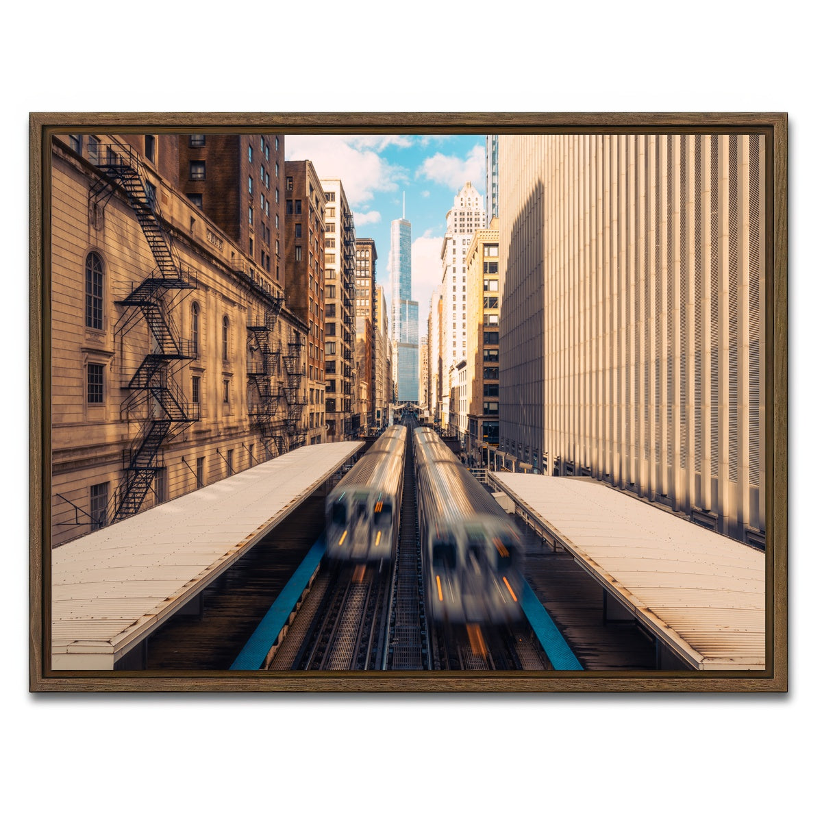 AUTO-MOCKUP WHITE | Railway Station Downtown Chicago | 1 Piece | Walnut Framed Canvas | group=4x3