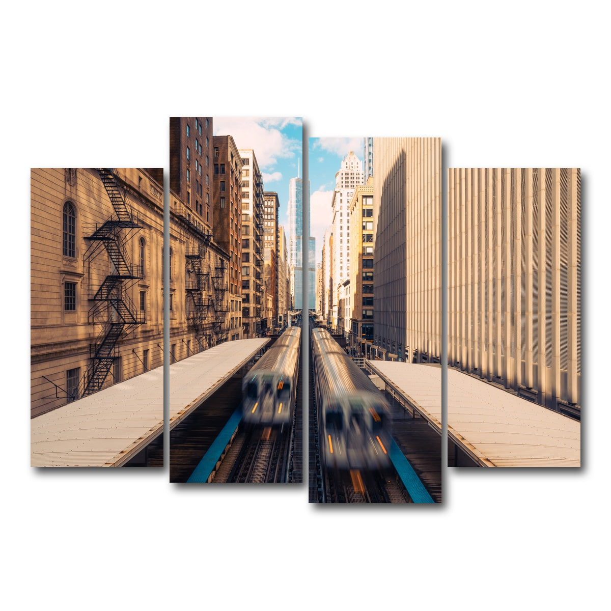AUTO-MOCKUP WHITE | Railway Station Downtown Chicago | 4 Piece | Gallery Wrap Canvas | group=4_normal