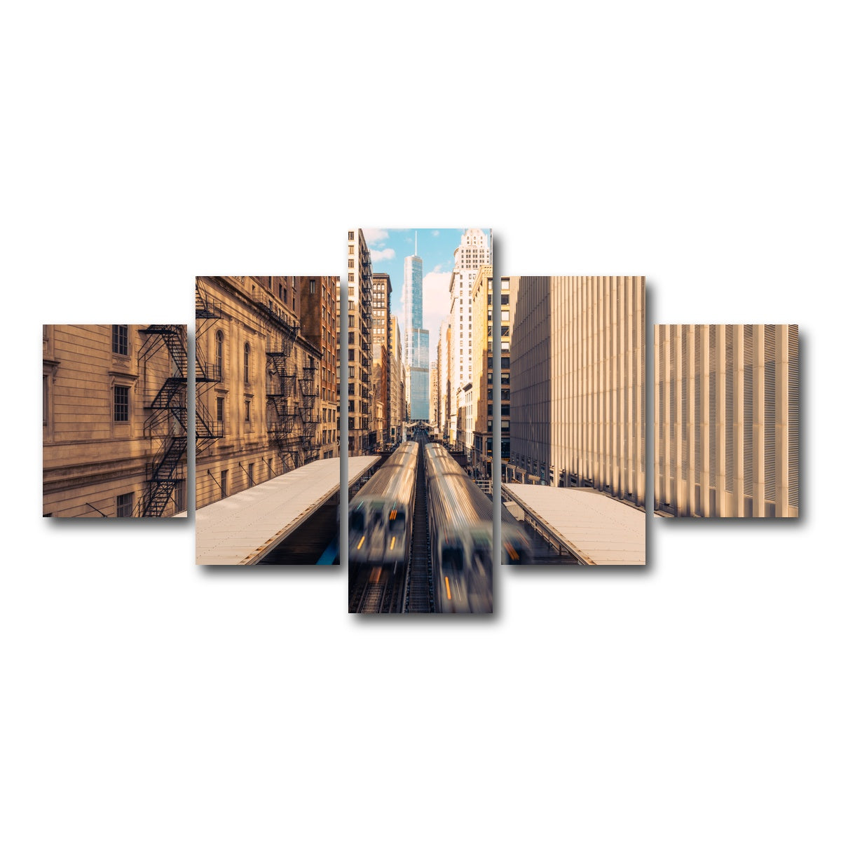 AUTO-MOCKUP WHITE | Railway Station Downtown Chicago | 5 Piece | Gallery Wrap Canvas | group=5_short