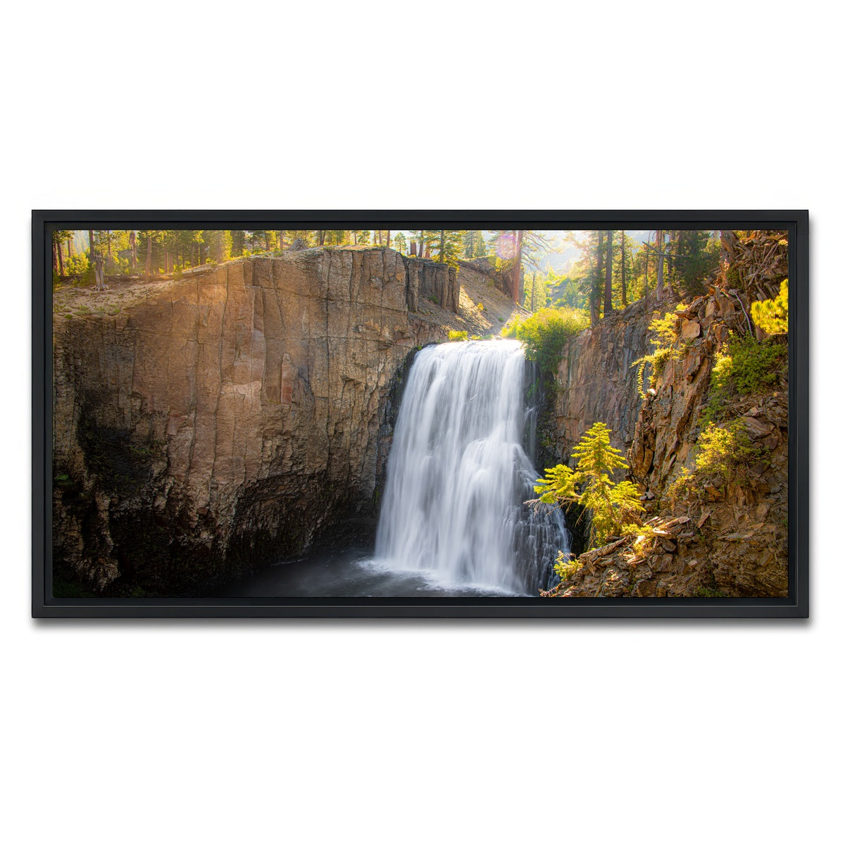 AUTO-MOCKUP WHITE | Rainbow Falls & Forest | 1 Piece | Black Framed Canvas | group=2x1