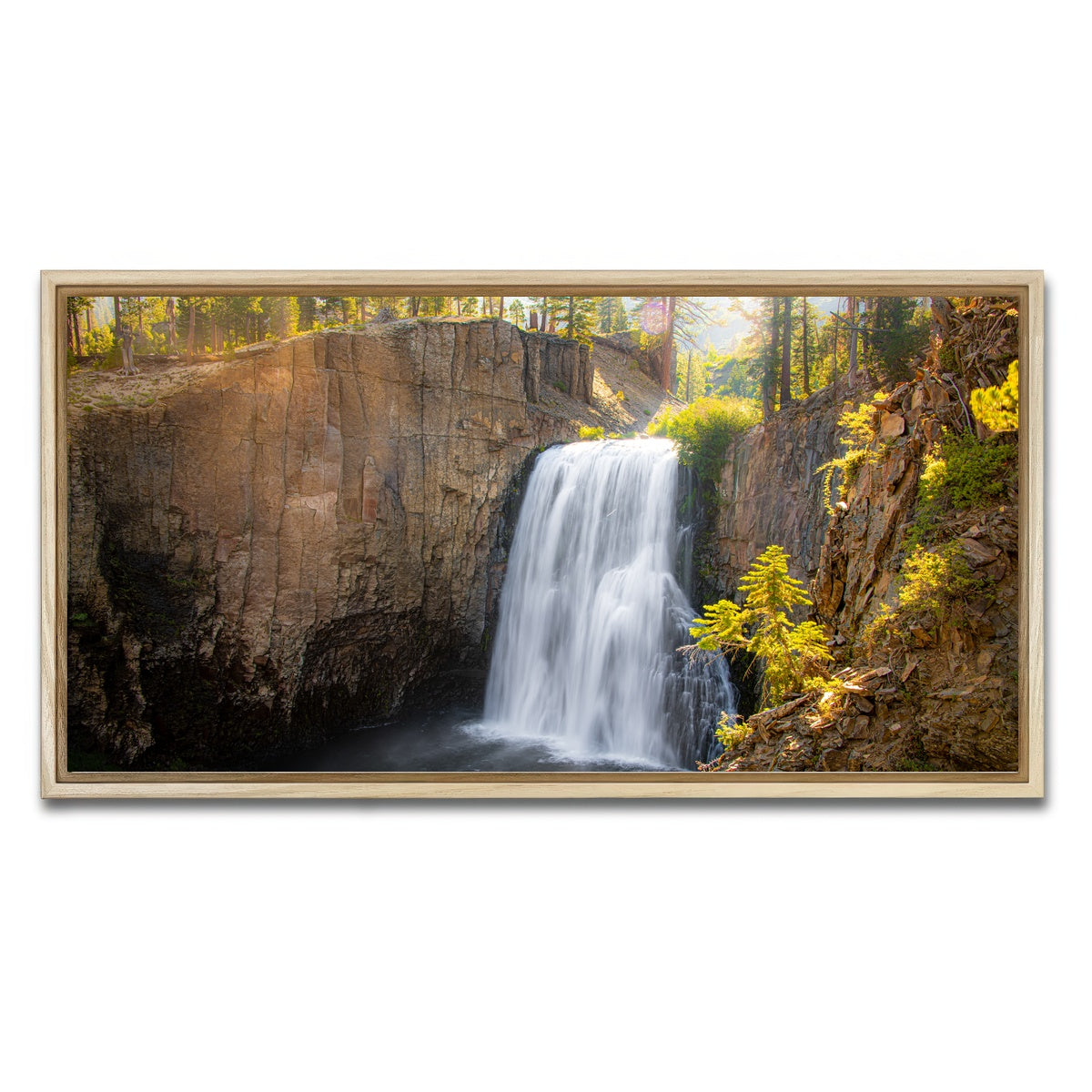 AUTO-MOCKUP WHITE | Rainbow Falls & Forest | 1 Piece | Natural Framed Canvas | group=2x1