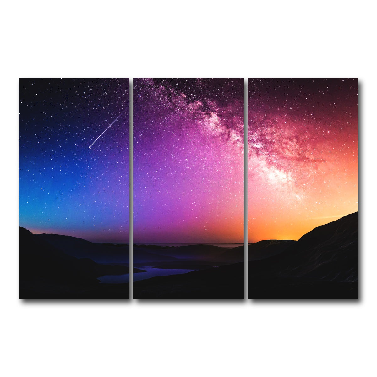 AUTO-MOCKUP WHITE | Rainbow Night | 3 Piece | Gallery Wrap Canvas | group=12x24