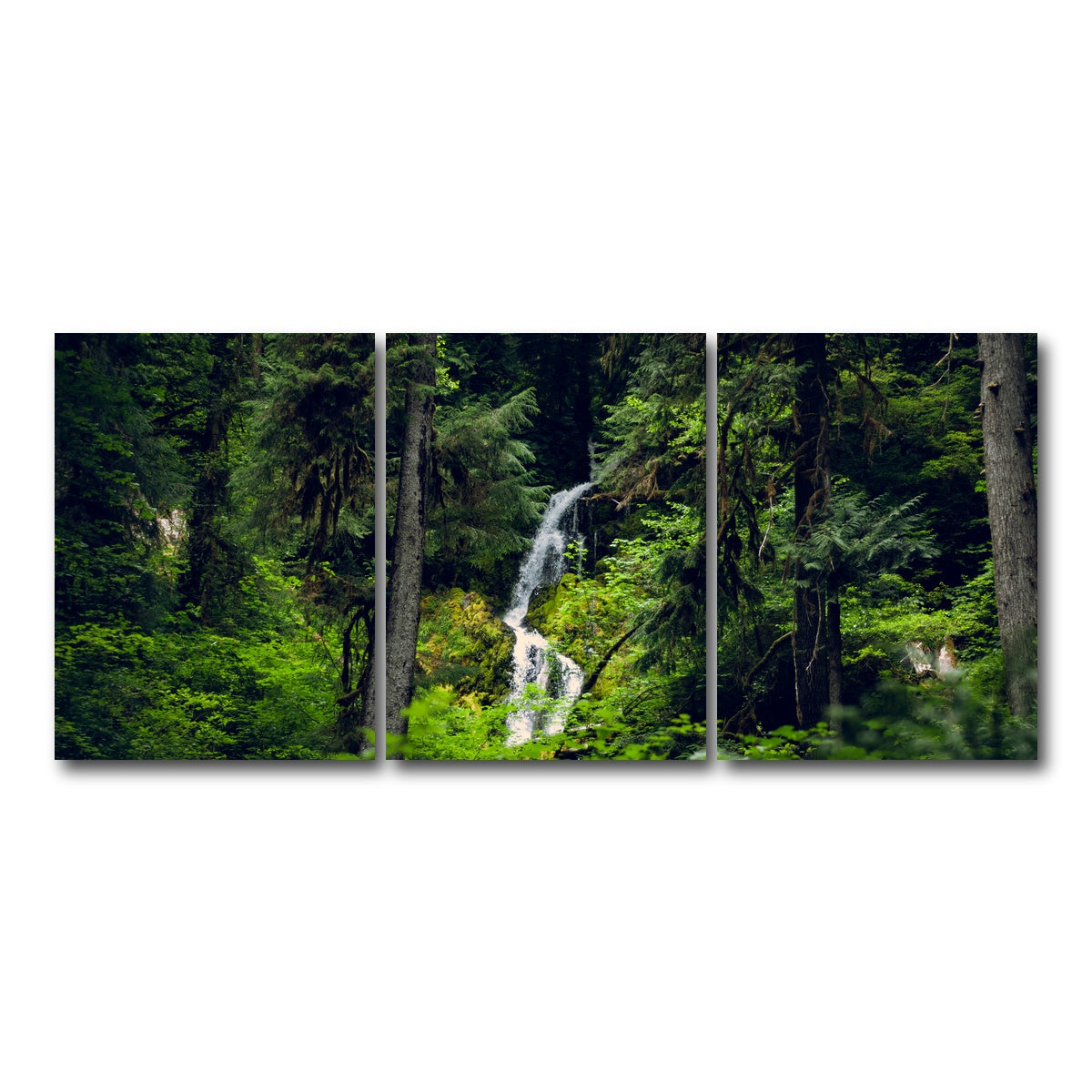 AUTO-MOCKUP WHITE | Rainforest Waterfall | 3 Piece | Gallery Wrap Canvas | group=18x24