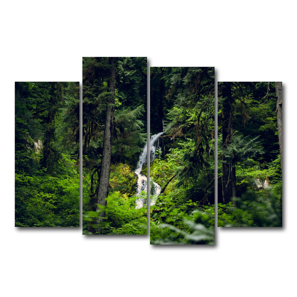 AUTO-MOCKUP WHITE | Rainforest Waterfall | 4 Piece | Gallery Wrap Canvas | group=4_normal