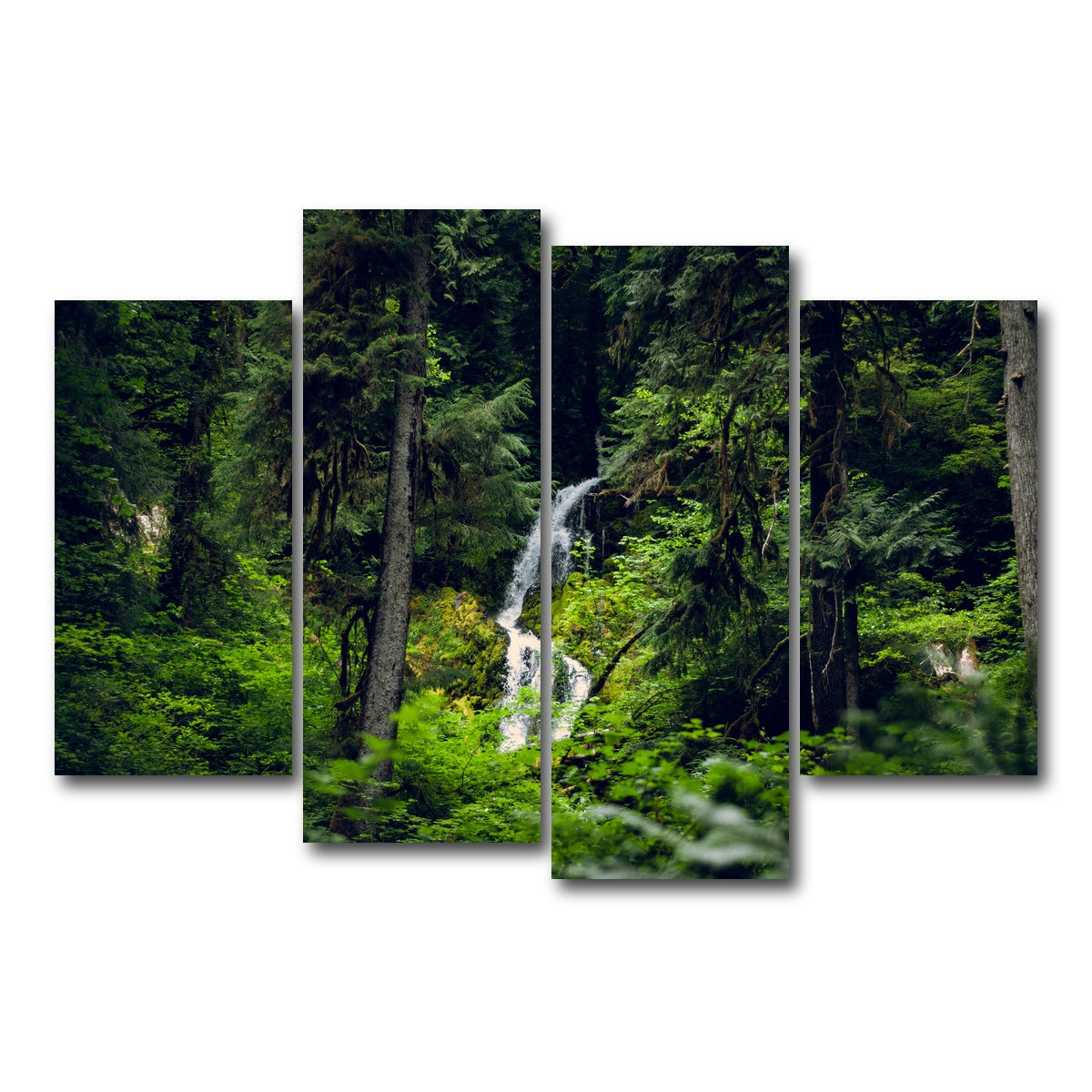 AUTO-MOCKUP WHITE | Rainforest Waterfall | 4 Piece | Gallery Wrap Canvas | group=4_short