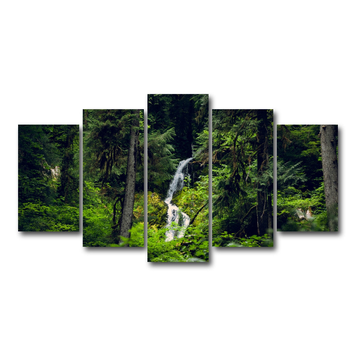 AUTO-MOCKUP WHITE | Rainforest Waterfall | 5 Piece | Gallery Wrap Canvas | group=5_normal