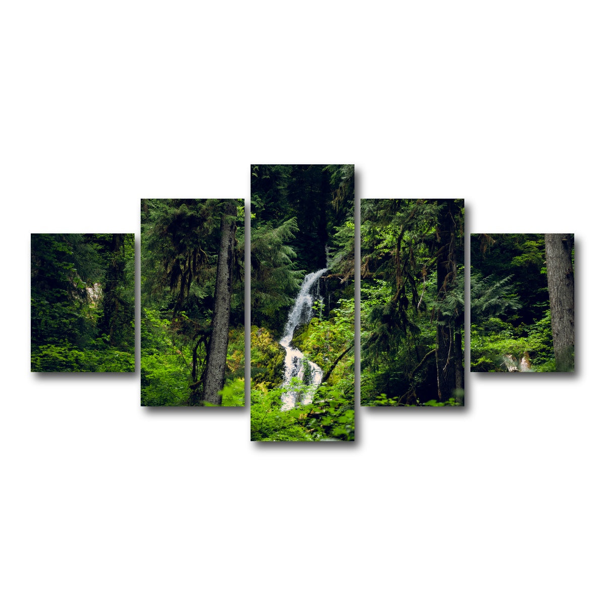 AUTO-MOCKUP WHITE | Rainforest Waterfall | 5 Piece | Gallery Wrap Canvas | group=5_short