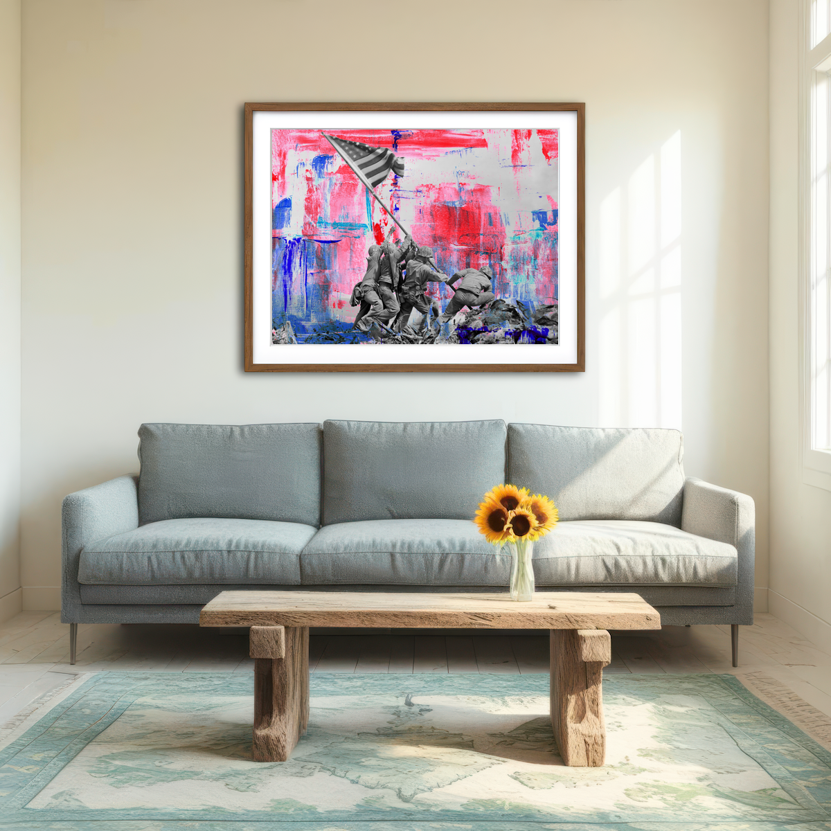 AUTO-MOCKUP ROOM | Raising the Flag on Iwo Jima Wall Art