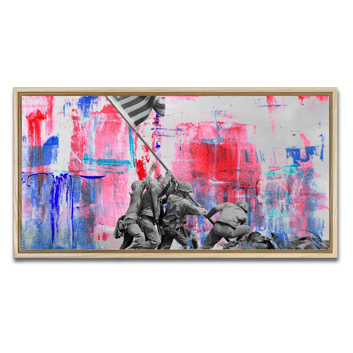 AUTO-MOCKUP WHITE | Raising the Flag on Iwo Jima | 1 Piece | Natural Framed Canvas | group=2x1