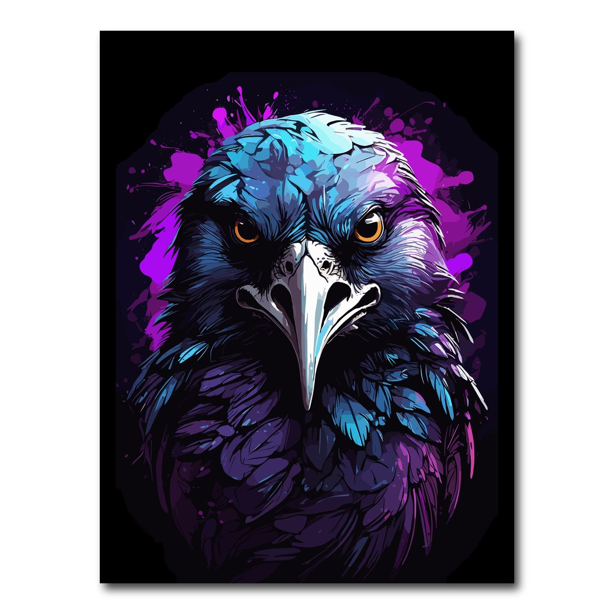 AUTO-MOCKUP WHITE | Raven Animal Colorful Wall Art | 1 Piece | Gallery Wrapped | group=3x4