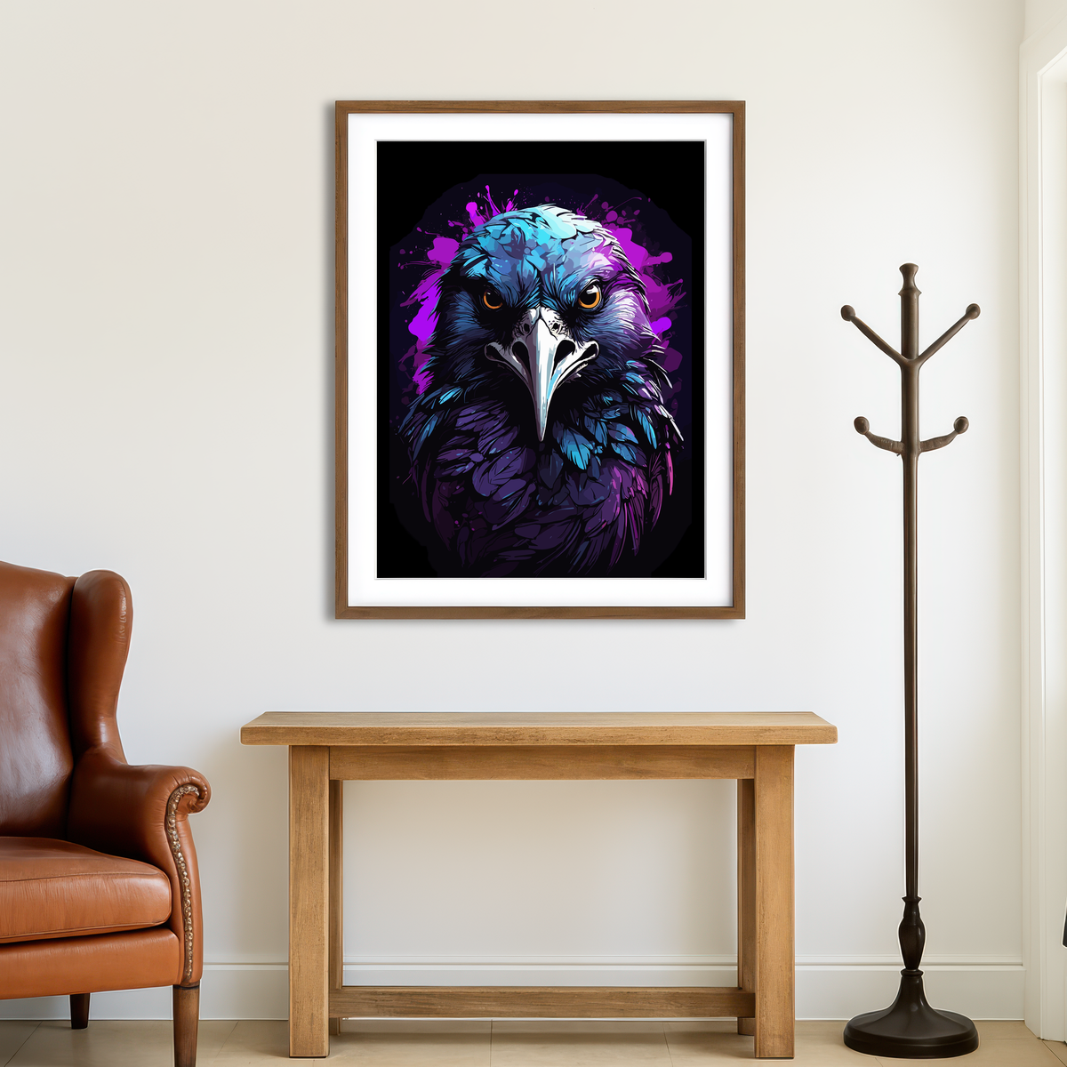 AUTO-MOCKUP ROOM | Raven Animal Colorful Wall Art