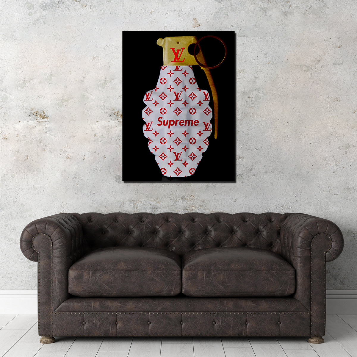 Red White Gold LV Grenade Wall Art