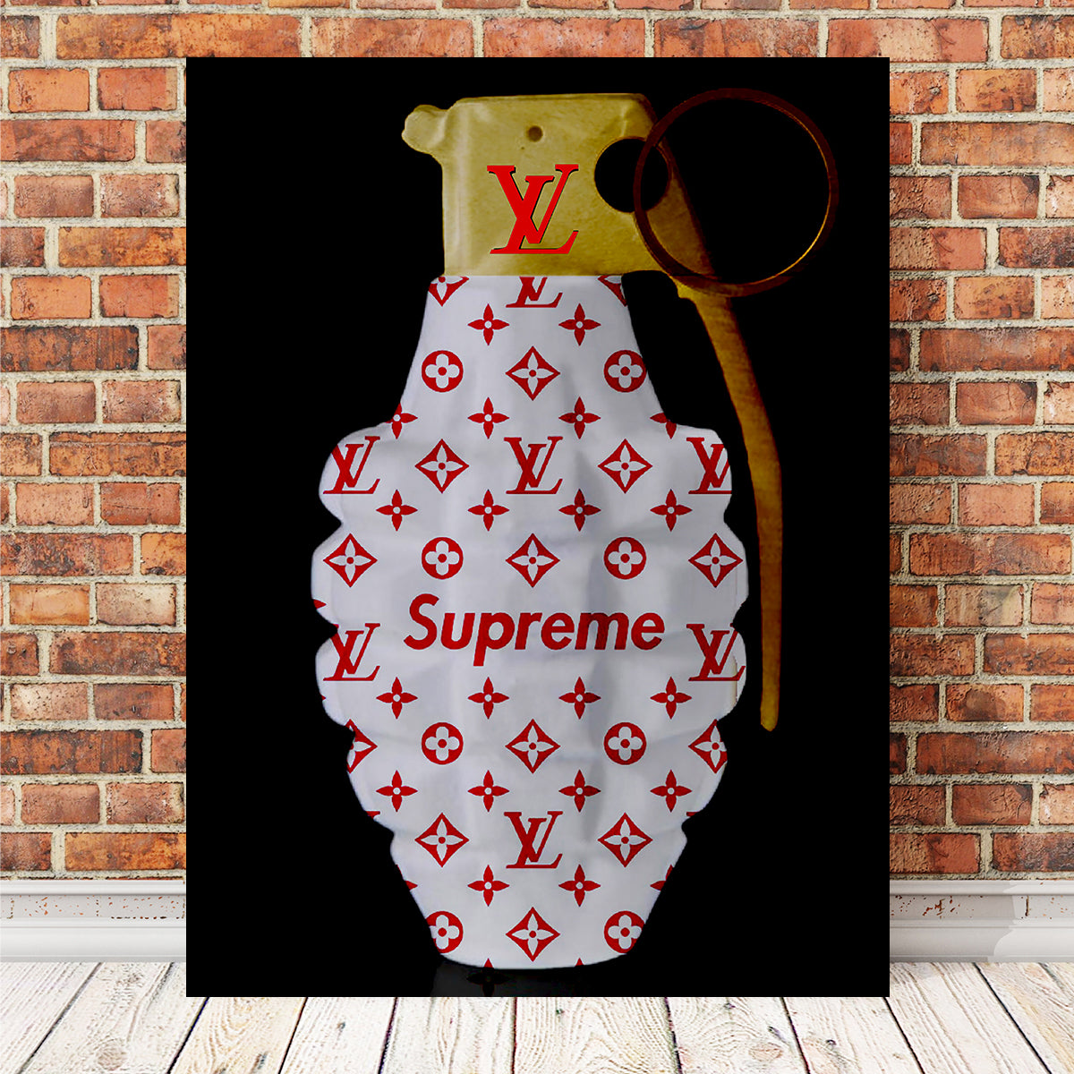 Red White Gold LV Grenade Wall Art