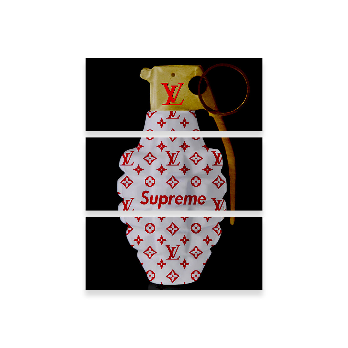 Red White Gold LV Grenade Wall Art