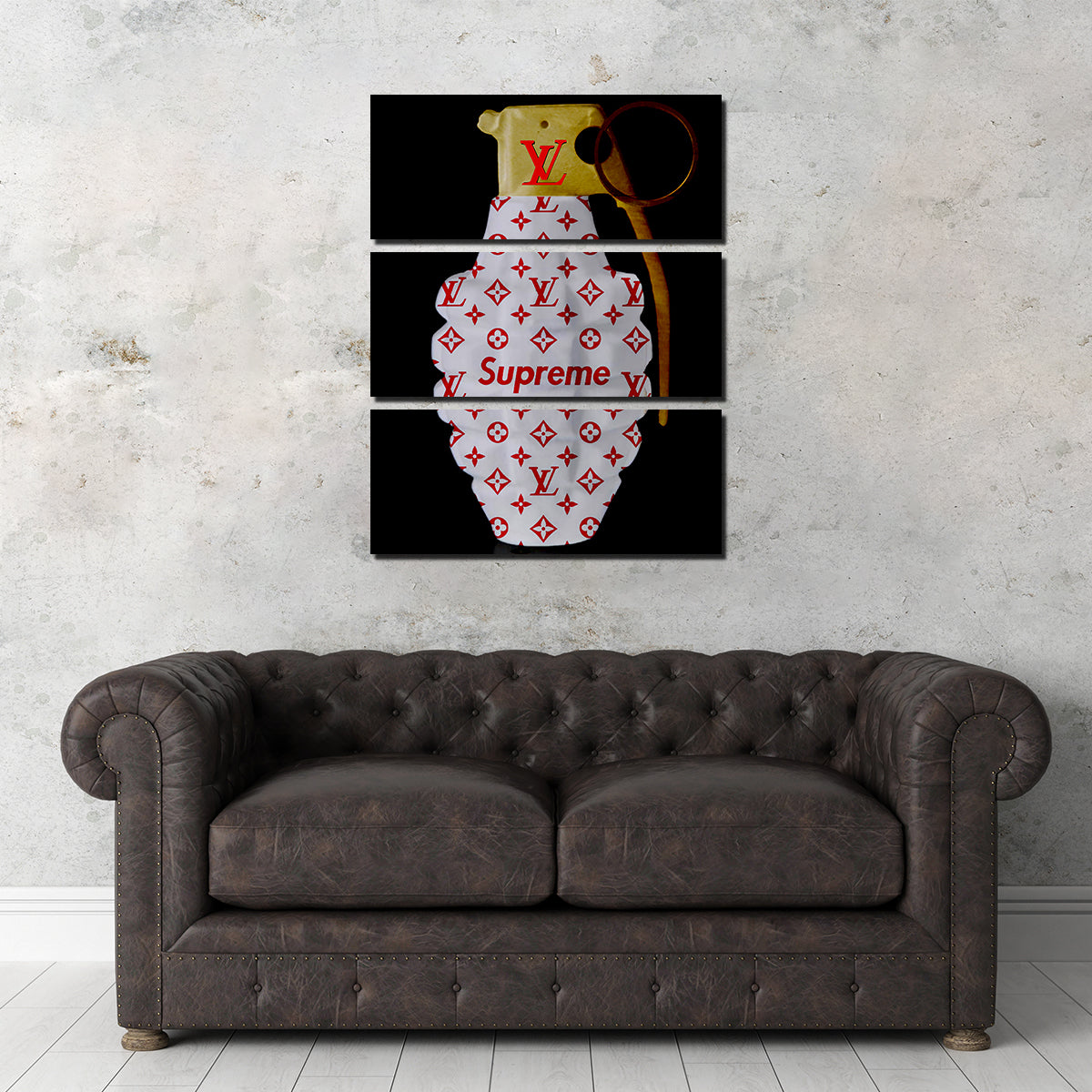 Red White Gold LV Grenade Wall Art