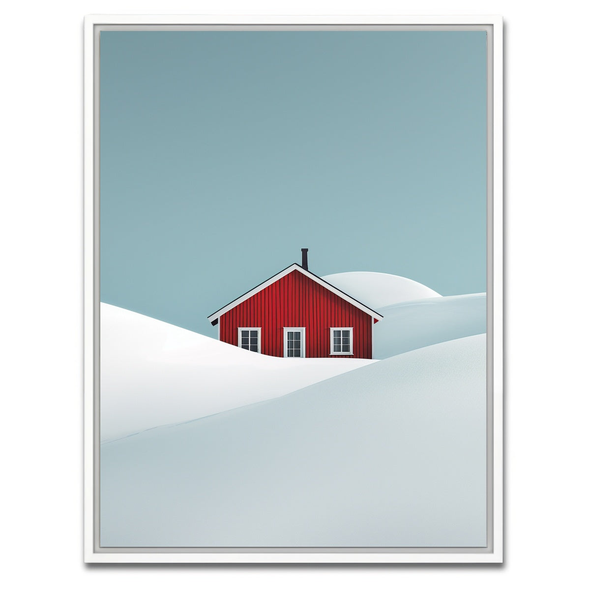 AUTO-MOCKUP WHITE | Red Barn in Snow | 1 Piece | White Framed Canvas | group=3x4